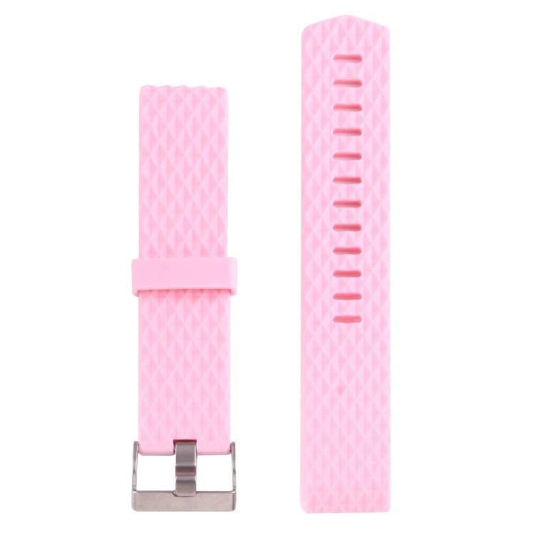 For Fitbit Charger 2 Bracelet Watch Diamond Texture TPU Watchband, Full Length: 23cm(Pink)