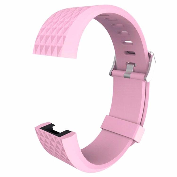 For Fitbit Charger 2 Bracelet Watch Diamond Texture TPU Watchband, Full Length: 23cm(Pink)