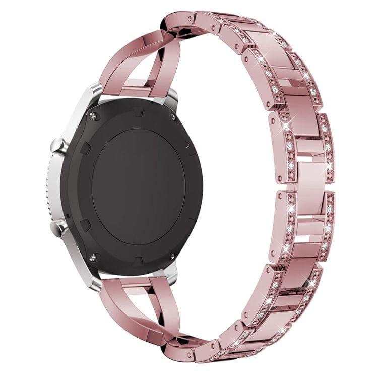 X-shaped Diamond-studded Solid Stainless Steel Wrist Strap Watch Band for Samsung Gear S3(Pink)