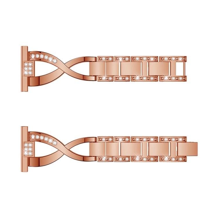 X-shaped Diamond-studded Solid Stainless Steel Wrist Strap Watch Band for Fitbit Versa Lite(Rose Gold)