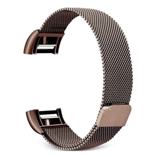 Smart Watch Stainless Steel Wrist Strap Watchband for FITBIT Charge 2(Coffee)