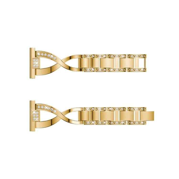 X-shaped Diamond-studded Solid Stainless Steel Wrist Strap Watch Band for Amazfit 20mm(Gold)