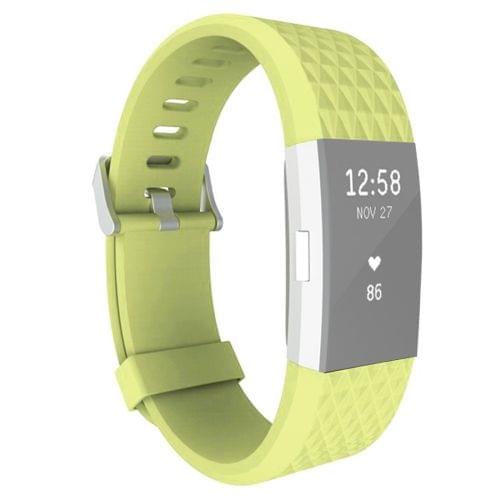 For Fitbit Charger 2 Bracelet Watch Diamond Texture TPU Watchband, Full Length: 23cm(Green)