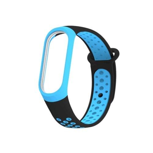 Colorful Silicone Wrist Strap Watch Band for Xiaomi Mi Band 3 & 4 (Black Blue)