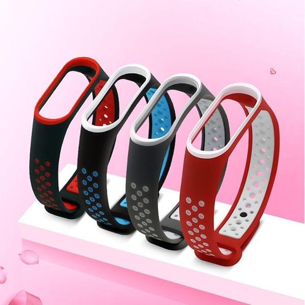 Colorful Silicone Wrist Strap Watch Band for Xiaomi Mi Band 3 & 4 (Black Blue)