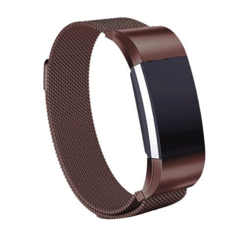 Stainless Steel Magnet Wrist Strap for FITBIT Charge 3, Size:Small, 187x18mm (Coffee)