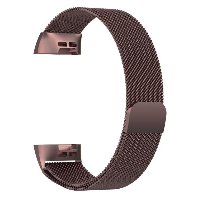 Stainless Steel Magnet Wrist Strap for FITBIT Charge 3, Size:Small, 187x18mm (Coffee)