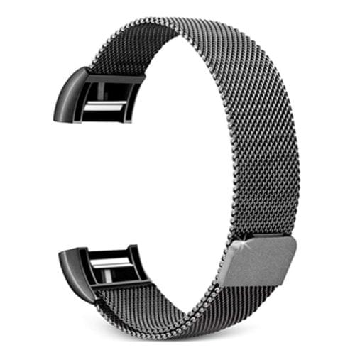 Smart Watch Stainless Steel Wrist Strap Watchband for FITBIT Charge 2(Black)