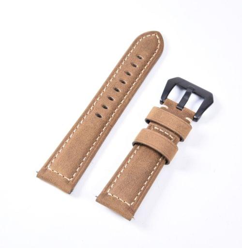 Frosted leather large black buckle For  Huawei Watch GT / Watch 2 Pro Watch strap(Light brown)