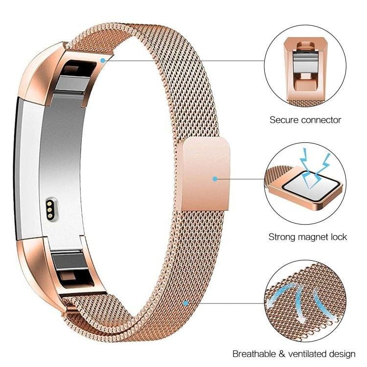 Stainless Steel Magnet Wrist Strap for FITBIT Alta,Size:Small,130-170mm (Cherry Gold)