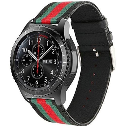 For Samsung Gear S3 Simple Fashion Nylon Genuine Leather Watchband(Black)