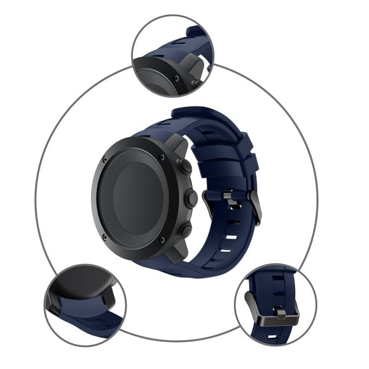 For Suunto Ambit3 Vertical Silicone Watch Bands, Width: 24mm(Dark Blue)