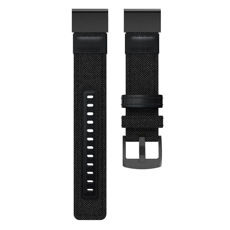 Canvas and Leather Wrist Strap Watch Band for Garmin Fenix5 Plus, Wrist Strap Size:150+110mm(Black)