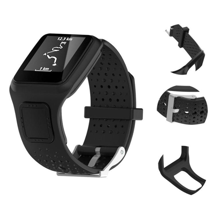 Silicone Sport Wrist Strap for TomTom 1 Series Runner / Cardio(Black)