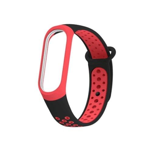 Colorful Silicone Wrist Strap Watch Band for Xiaomi Mi Band 3 & 4 (Black Red)