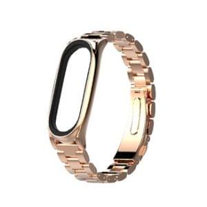 Mijobs Metal Strap for Original Xiaomi Mi Band 3 & 4 Strap Stainless Steel Bracelet Wristbands Replace Accessories(Rose Gold)