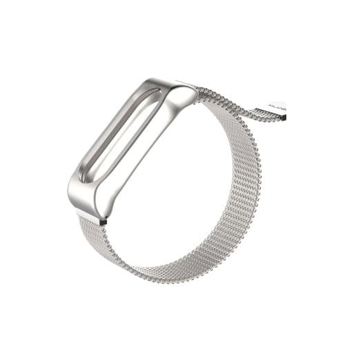 Milan SE Mijobs Metal Strap for Xiaomi Mi Band 2 Strap Stainless Steel Magnetic Bracelet Wristbands Replace Accessories, Host not Included(Silver)