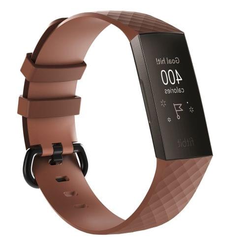 Diamond Pattern Silicone Wrist Strap Watch Band for Fitbit Charge 3 (Coffee)