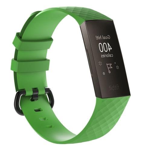 Diamond Pattern Silicone Wrist Strap Watch Band for Fitbit Charge 3 (Green)