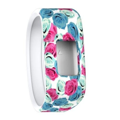 Flower Pattern Silicone Sport Wrist Strap for Garmin Vivofit JR, Size: Small(Blue + Red)