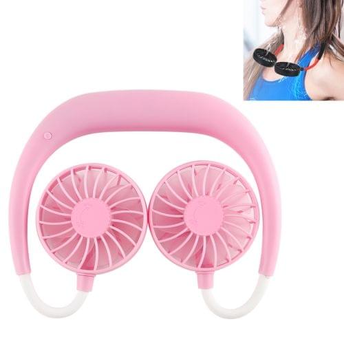 0.3W-1.2W Portable Adjustable Micro USB Charging Hanging Neck Type Aromatherapy Electric Sport Fan(Coral Red)