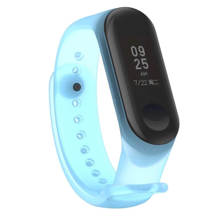 Colorful Translucent Silicone Wrist Strap Watch Band for Xiaomi Mi Band 3 & 4 (Blue)