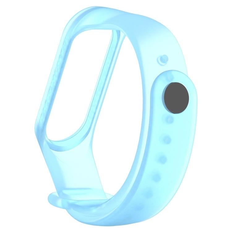 Colorful Translucent Silicone Wrist Strap Watch Band for Xiaomi Mi Band 3 & 4 (Blue)