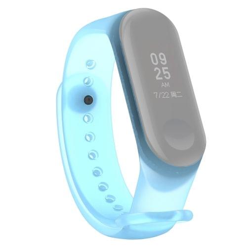 Colorful Translucent Silicone Wrist Strap Watch Band for Xiaomi Mi Band 3 & 4 (Blue)