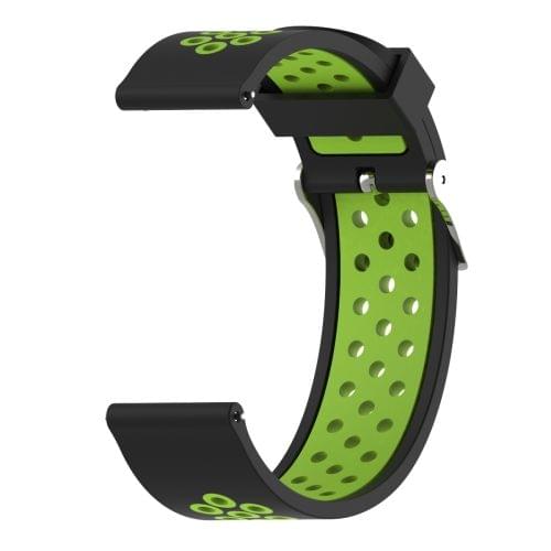 Double Colour Silicone Sport Wrist Strap for Xiaomi Huami Amazfit Bip Lite Version 22mm (Black+green)