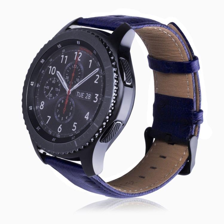 Ostrich Skin Texture Genuine Leather Wrist Watch Band for Samsung Gear S3 22mm(Blue)