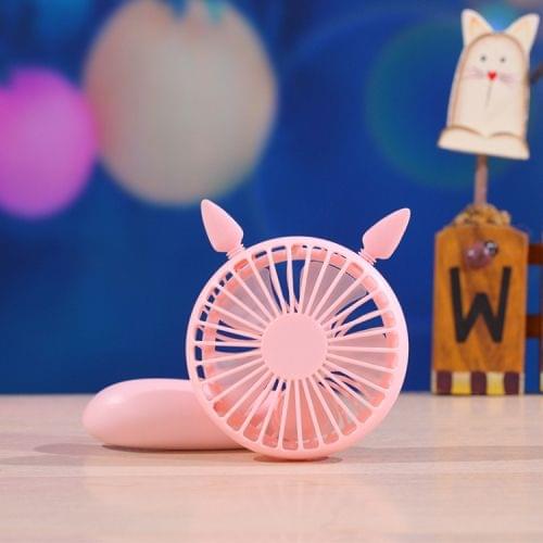 Portable Outdoor Handheld USB Charging Cartoon Squirrel Shape Mute Cooling Fan 3 Speeds(Pink)