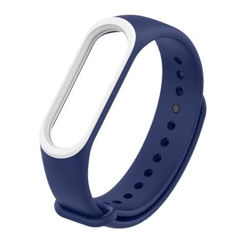 Colorful Silicone Wrist Strap Watch Band for Xiaomi Mi Band 3 & 4 (Dark Blue+White)