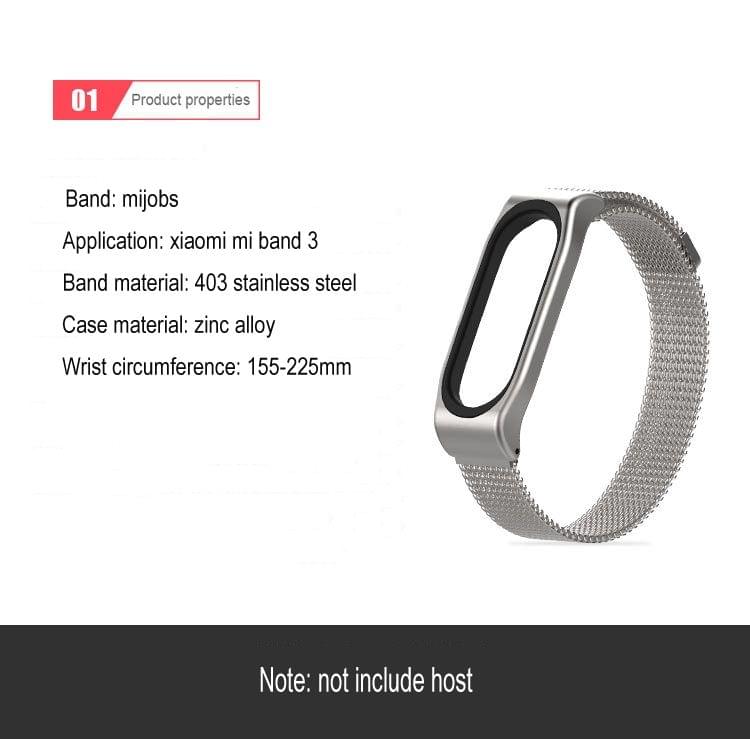 Mijobs Milan SE Metal Strap for Xiaomi Mi Band 3 & 4 Strap Stainless Steel Magnetic Bracelet Buckle Wristbands Replace Accessories, Host not Included(Black)