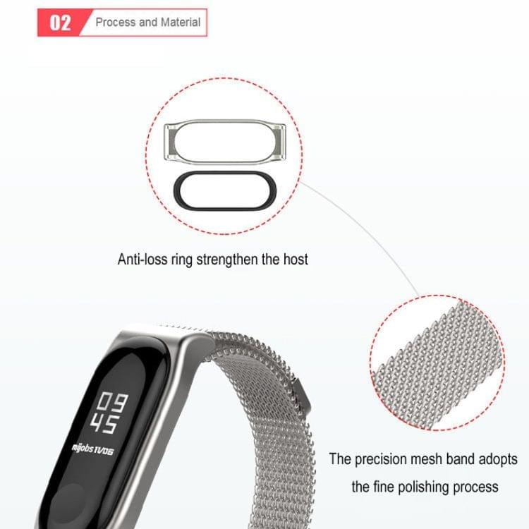 Mijobs Milan SE Metal Strap for Xiaomi Mi Band 3 & 4 Strap Stainless Steel Magnetic Bracelet Buckle Wristbands Replace Accessories, Host not Included(Black)