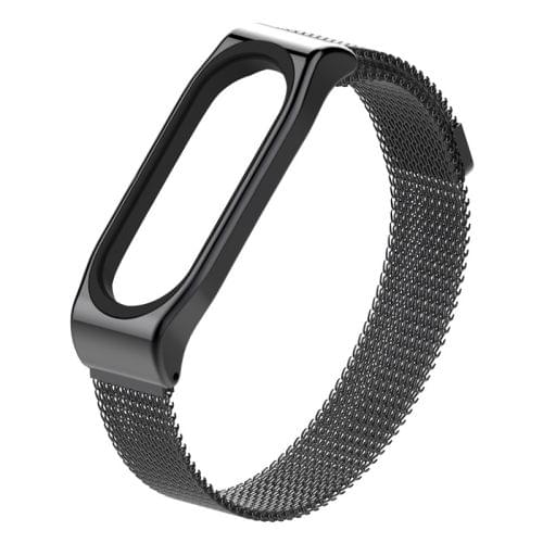Mijobs Milan SE Metal Strap for Xiaomi Mi Band 3 & 4 Strap Stainless Steel Magnetic Bracelet Buckle Wristbands Replace Accessories, Host not Included(Black)