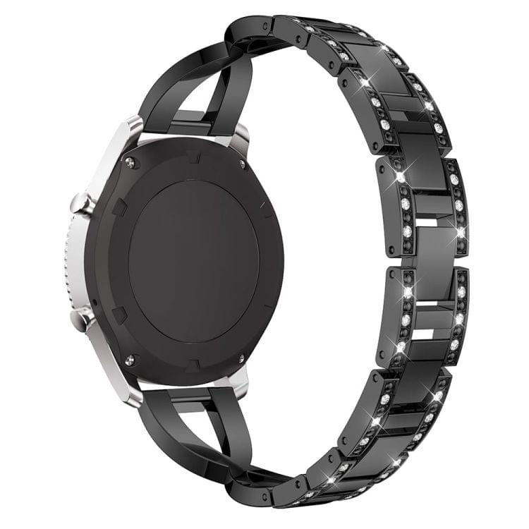 X-shaped Diamond-studded Solid Stainless Steel Wrist Strap Watch Band for Samsung Gear S3(Black)