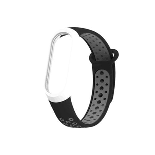 Colorful Silicone Wrist Strap Watch Band for Xiaomi Mi Band 3 & 4 (Black Grey)