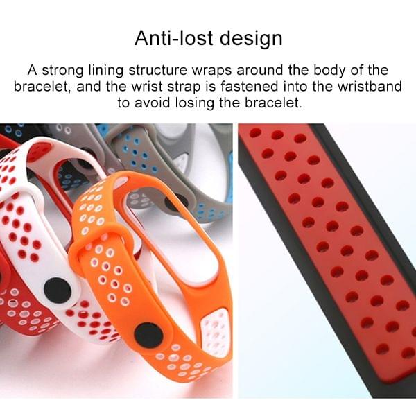 Colorful Silicone Wrist Strap Watch Band for Xiaomi Mi Band 3 & 4 (Black Grey)