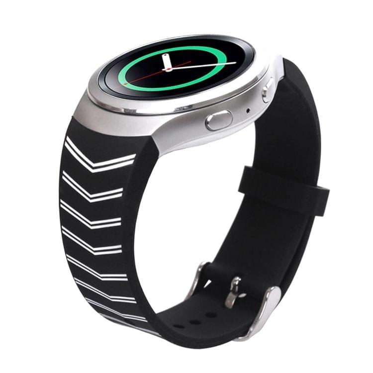 For Samsung Gear S2 Watch Silk Printing Silicone Watchband(Black)