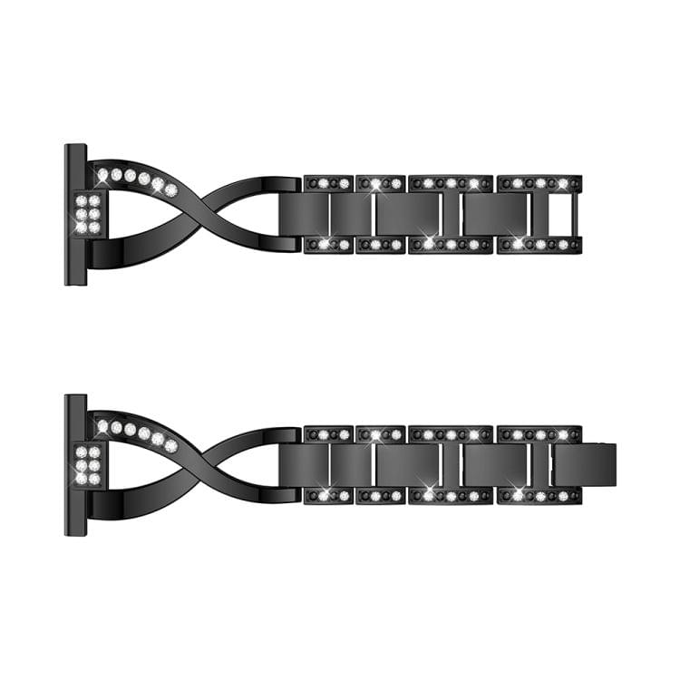 X-shaped Diamond-studded Solid Stainless Steel Wrist Strap Watch Band for Fitbit Versa Lite(Black)
