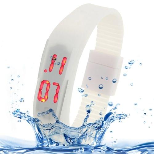 Fashion Waterproof Silicone Bracelet Watch with LED Display(White)