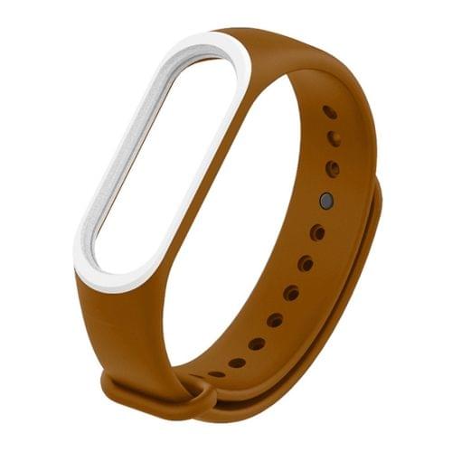 Colorful Silicone Wrist Strap Watch Band for Xiaomi Mi Band 3 & 4 (Brown+White)