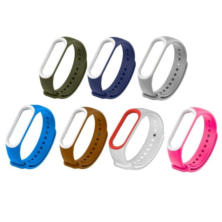 Colorful Silicone Wrist Strap Watch Band for Xiaomi Mi Band 3 & 4 (Brown+White)