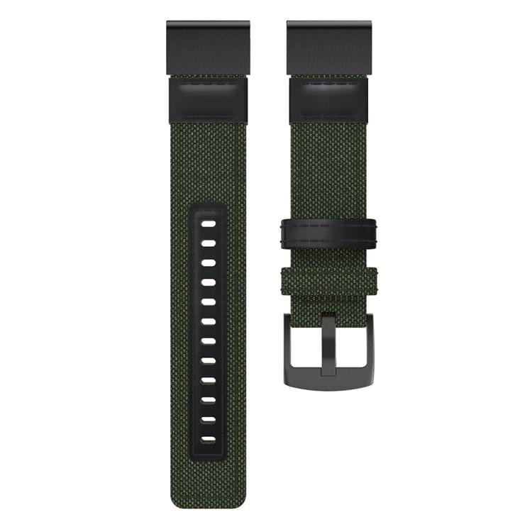 Canvas and Leather Wrist Strap Watch Band for Garmin Fenix5x Plus Fenix3, Wrist Strap Size:150+110mm(Army Green)