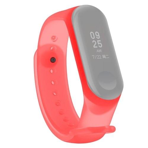 Colorful Translucent Silicone Wrist Strap Watch Band for Xiaomi Mi Band 3 & 4 (Red)