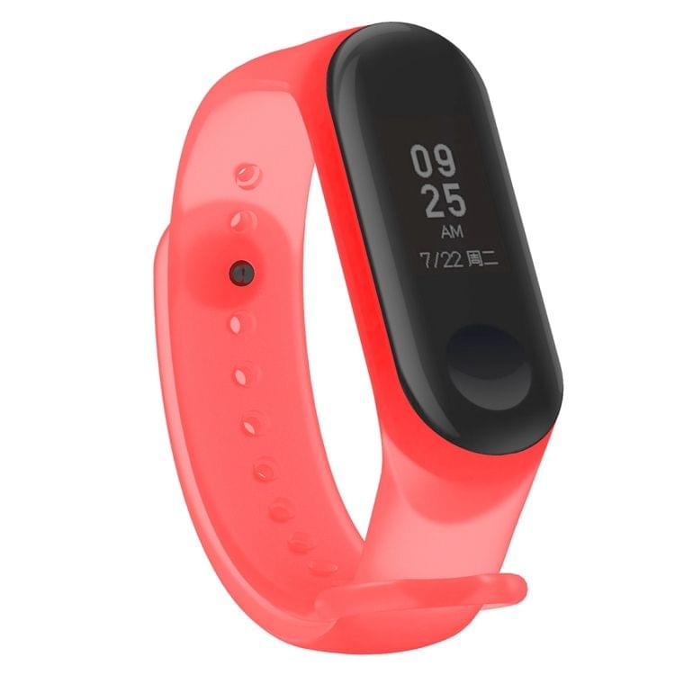 Colorful Translucent Silicone Wrist Strap Watch Band for Xiaomi Mi Band 3 & 4 (Red)