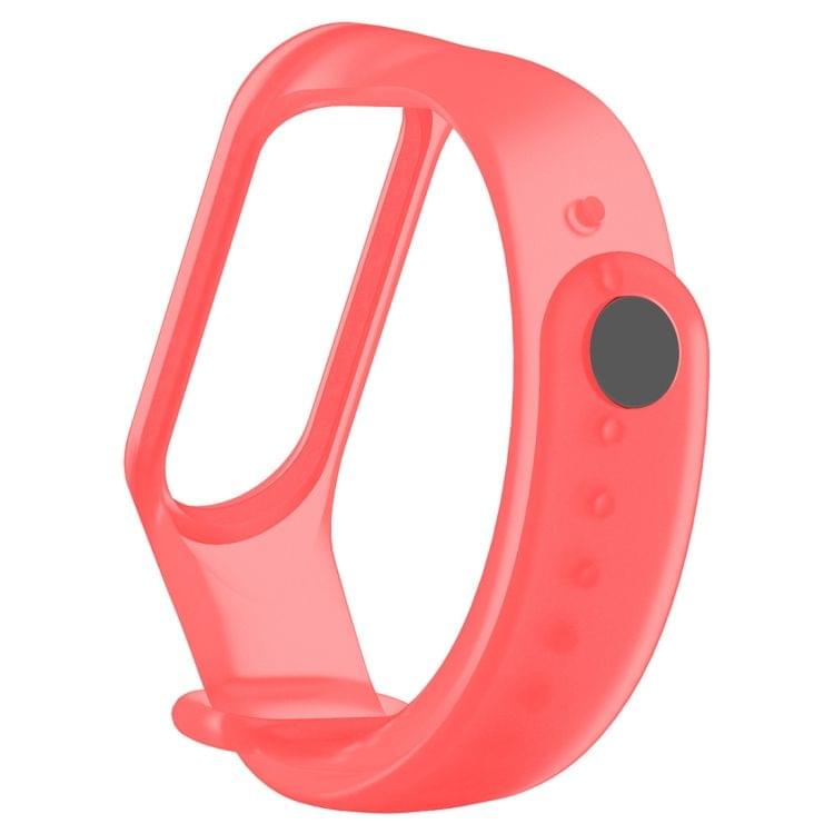 Colorful Translucent Silicone Wrist Strap Watch Band for Xiaomi Mi Band 3 & 4 (Red)