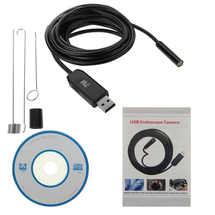 Waterproof USB Endoscope Inspection Camera with 6 LED for Parts of OTG Function Android Mobile Phone, Length: 2m, Lens Diameter: 9mm(Black)