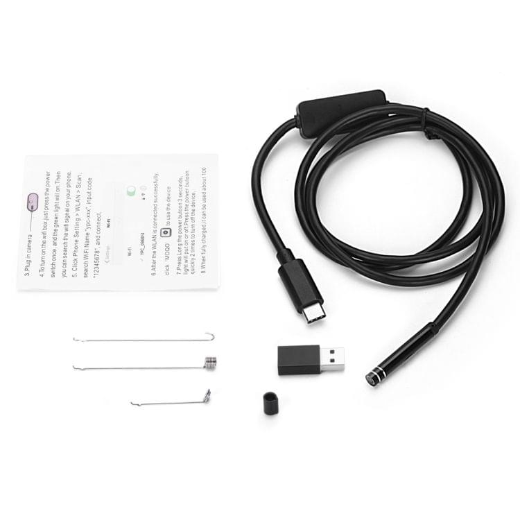 USB-C / Type-C Endoscope Waterproof IP67 Snake Tube Inspection Camera with 8 LED & USB Adapter, Length: 1m, Lens Diameter: 7mm