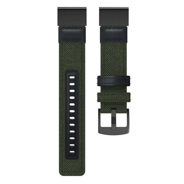 Canvas and Leather Wrist Strap Watch Band for Garmin Fenix5 Plus, Wrist Strap Size:150+110mm(Army Green)